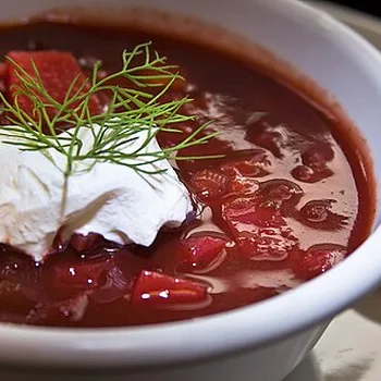 Ukrainian Borscht Beetroot Soup with Sour Cream